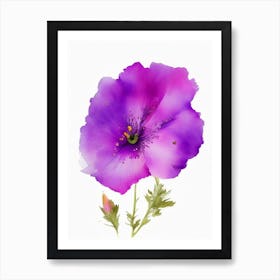 Purple Poppy Mallow Wildflower Watercolour 2 Art Print