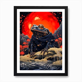 Frog Red Moon Art Print