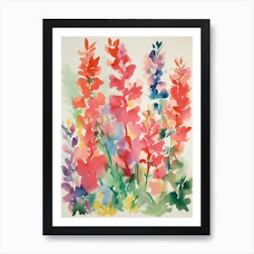 Snapdragons Flower Illustration 1 Art Print
