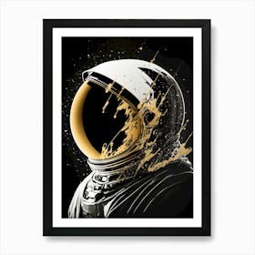 Gold Astronaut Painting Art Print