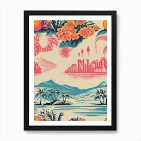 Malibu, California, Inspired Travel Pattern 1 Art Print