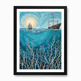 Sailing Ship In The Ocean Art Print