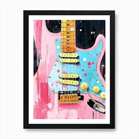 Pink Guitar Canvas Art Art Print