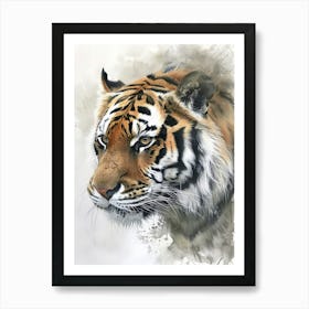 Tiger Pastel Watercolour 2 Art Print