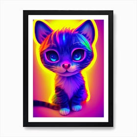 Neon Baby Cat Art Print