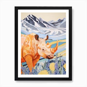 Rhino With Flowers & Plants 5 Art Print