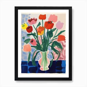 Tulip Bouquet Flower Illustration 3 Art Print