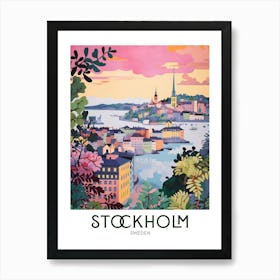 Stockholm, Sweden Maximalist Travel Poster Vibrant Colour  Art Print