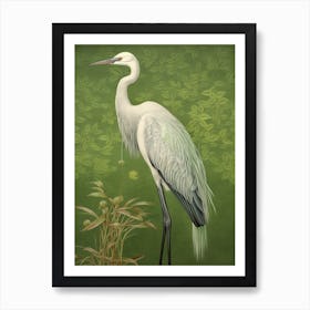 Ohara Koson Inspired Bird Painting Crane 1 Art Print