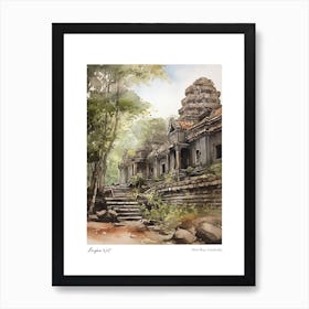 Angkor Wat Cambodia 3 Watercolour Travel Poster Art Print