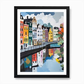 Amsterdam Canal Summer Aerial View Painting 4 Art Print