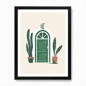 Door With Potted Plants Art Print