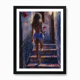 Girl With A Glass Of Wine 12 Art Print