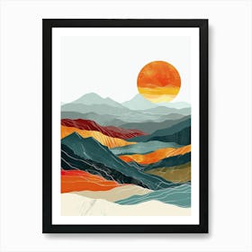 Sunset In The Mountains, Sweden Art Print