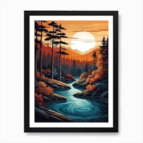 Sunset In The Forest 16 Art Print