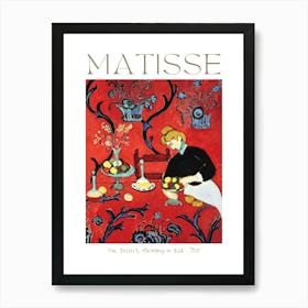 Henri Matisse Poster Print of Dessert - Harmony in Red 1908 in HD Wonderful Printed Artwork Remastered Showing Original Texture High Resolution Vibrant Art Print