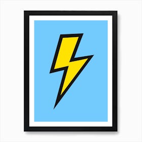 Yellow Lightning Bolt on Blue Art Print