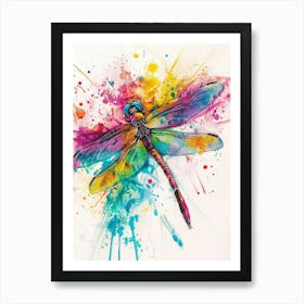 Dragonfly Colourful Watercolour 4 Art Print