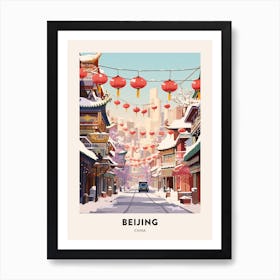 Vintage Winter Travel Poster Beijing China 1 Art Print