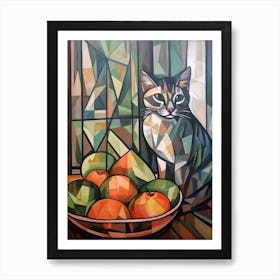 Proteas With A Cat 1 Cubism Picasso Style Art Print