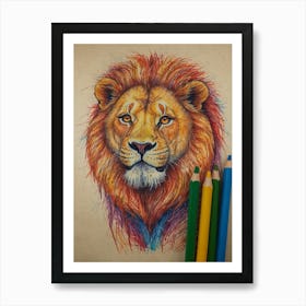 Lion Drawing 4 Art Print