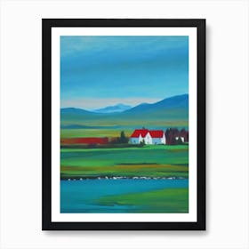 Thingvellir National Park Iceland Blue Oil Painting 2  Art Print