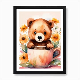 Teddy Bear In A Cup 1 Art Print