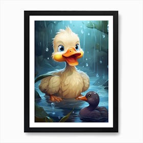Cartoon Mother Duck And Duckling 3 Art Print