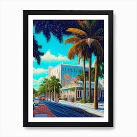 Hialeah, City Us  Pointillism Art Print