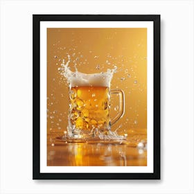 Beer Mug Splashing Water Art Print