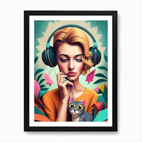 Girl Listening To Music 5 Art Print