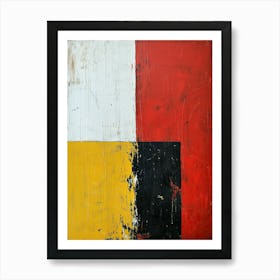 Red, Yellow And Black, Abstract Minimalism, Oil Art Print