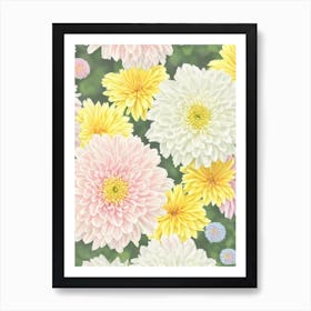 Chrysanthemums Pastel Floral 2 Flower Art Print