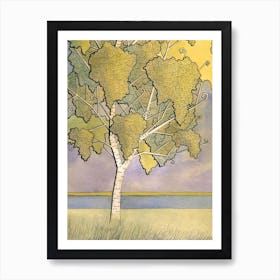 Birch Tree Leaves Nature Abstract Art Print