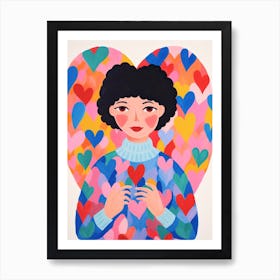 Heart Pattern Cute Illustration Of Person Art Print