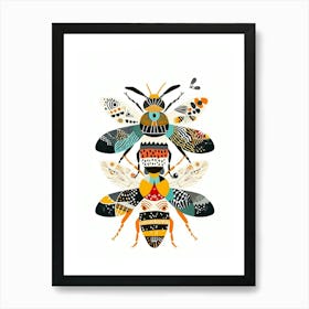 Colourful Insect Illustration Yellowjacket 1 Art Print