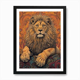 Barbary Lion Relief Illustration Male 1 Art Print