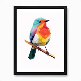 Colourful Geometric Bird Robin 1 Art Print