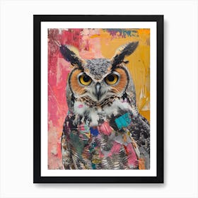 Kitsch Colourful Owl Collage 2 Art Print