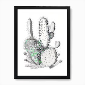 Prickly Pear Cactus William Morris Inspired Art Print