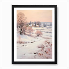 Dreamy Winter Painting Cotswolds United Kingdom 2 Art Print