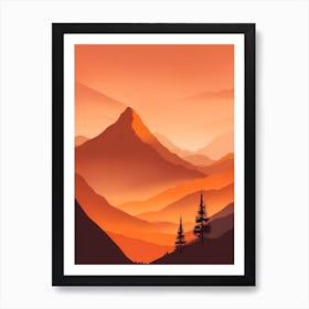 Misty Mountains Vertical Composition In Orange Tone 65 Art Print