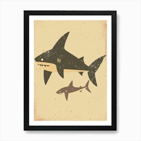 Shark Family Muted Pastels 1 Póster