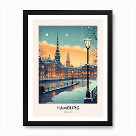 Winter Night  Travel Poster Hamburg Germany 1 Art Print