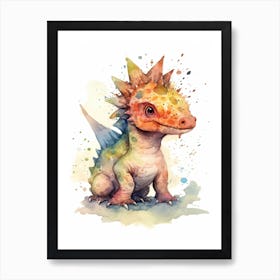 Pachycephalosaurus Cute Dinosaur Watercolour 1 Art Print
