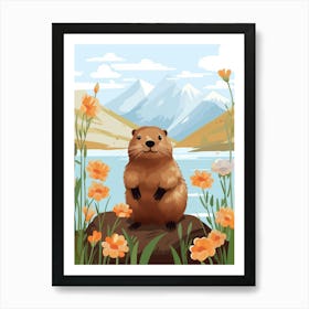 Baby Animal Illustration  Beaver 1 Art Print