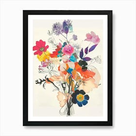 Everlasting Flower 3 Collage Flower Bouquet Art Print