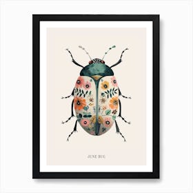 Colourful Insect Illustration June Bug 3 Poster Art Print