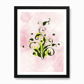 Floral Design On A Pink Background Art Print