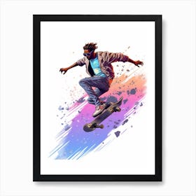 Skateboarding In Cape Town, South Africa Gradient Illustration 3 Art Print